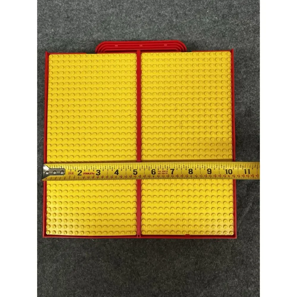 Lego Storage Case Box Red Yellow Vintage 1989 Slide Lid W/ Bulk Mixed Bricks